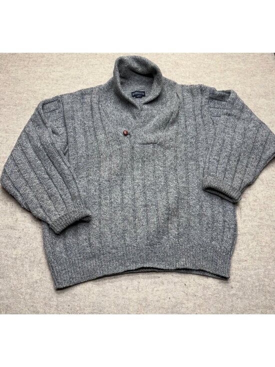 Lands' End Other - Vintage 90's Lands' End Shawl Collar Grey Wool Blend Men's Sweater Size Large